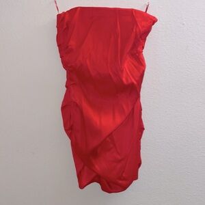 NWOT Zara Red mini strapless dress size M